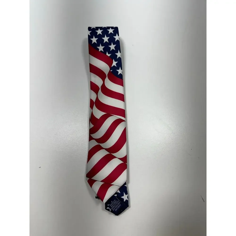 Men’s Stars And Stripes Neck Tie Red Blue Color Festival USA Patriotic July 4Th